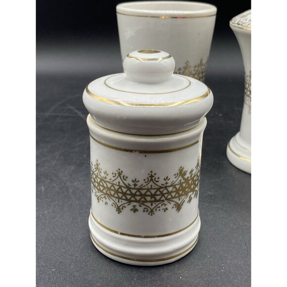 MCM Nasco Japan Apothecary Vanity Set 3 Hollywood Regency Gold Trim - Picture 9 of 16